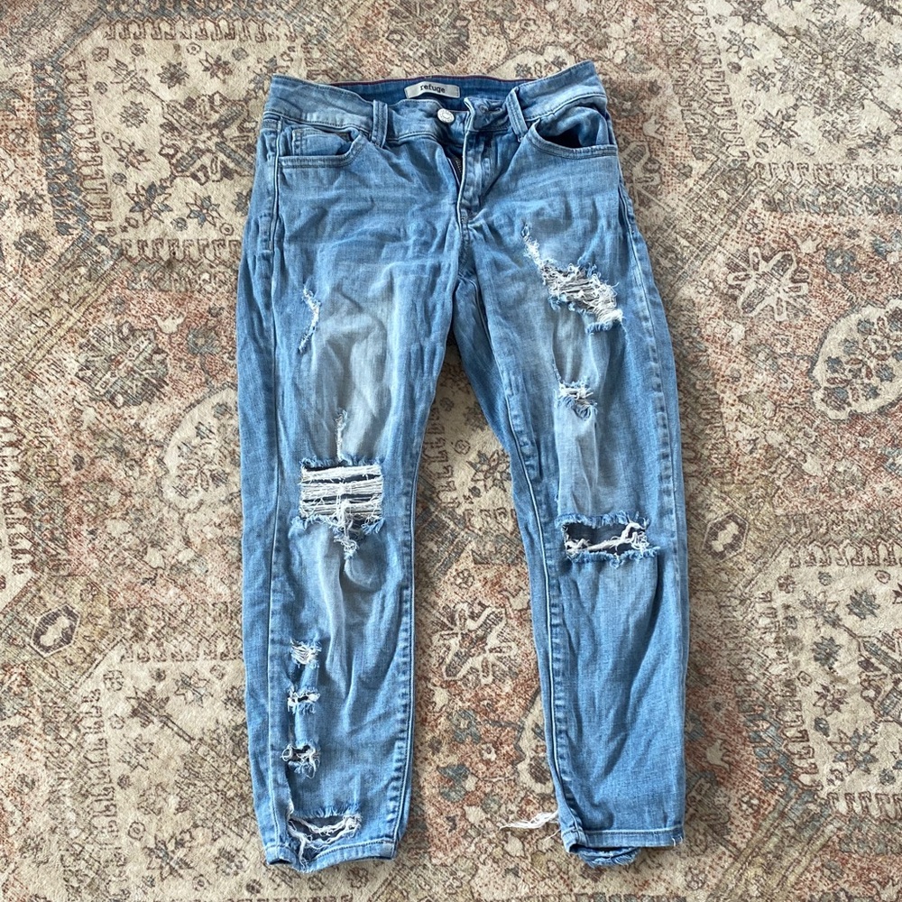 Refuge Light Blue Distressed Skinny Jeans